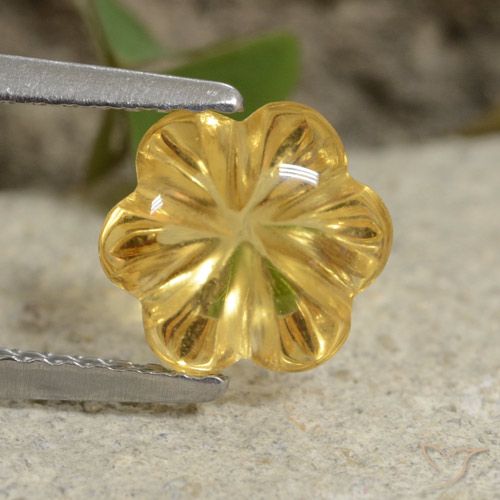 1.76ct Натуральный Темно-желтый Цитрин, Огранка Цветок, Прозрачный