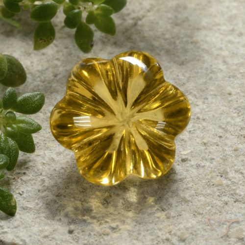 2.39ct Натуральный Медовый желтый Цитрин, Огранка Цветок, Прозрачный