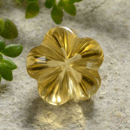 2.15ct Натуральный Медовый желтый Цитрин, Огранка Цветок, Прозрачный