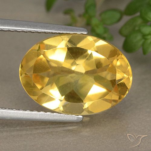 5.35ct Натуральный Золотой Цитрин, Овал, VVS-VS