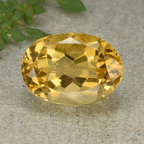 6.40ct Натуральный Средне-светлый золотистый Цитрин, Овал, Чистота VVS