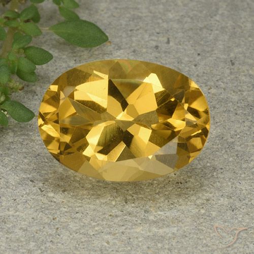 6.19ct Натуральный Золотой Цитрин, Овал, Чистота VVS