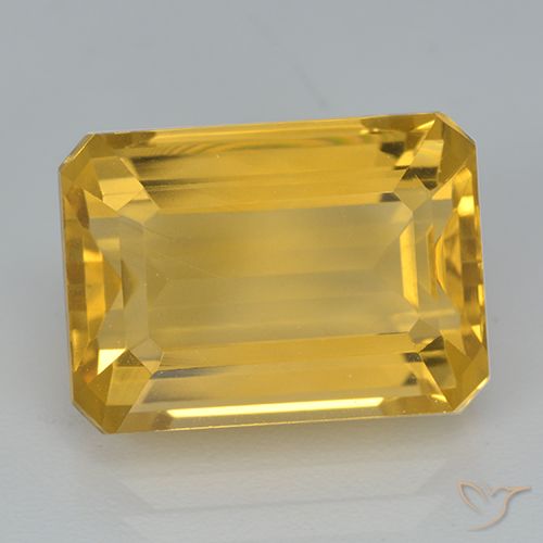 8.02ct Натуральный Темно-золотой Цитрин, Изумрудная огранка, Чистота VVS