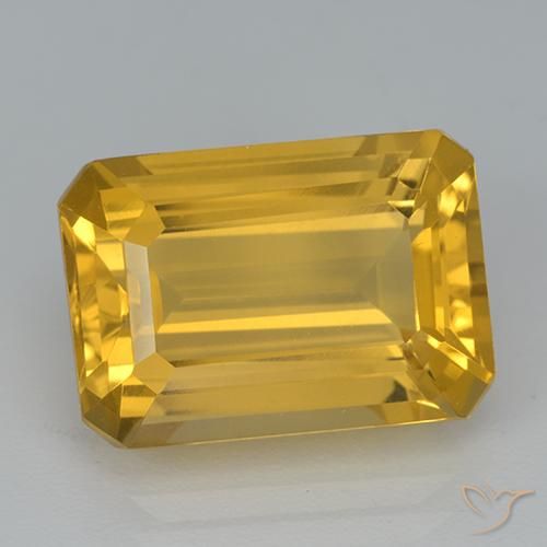 6.99ct Натуральный Средний золотой Цитрин, Изумрудная огранка, Чистота VVS