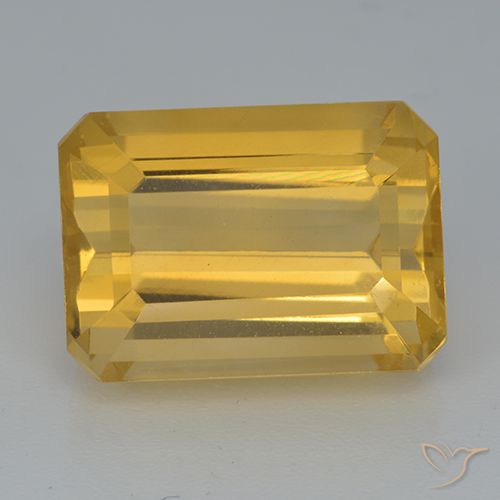 8.49ct Натуральный Темно-золотой Цитрин, Изумрудная огранка, Чистота VVS