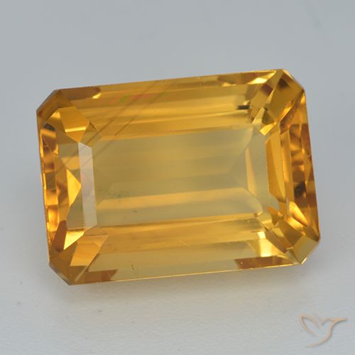 8.15ct Натуральный Средне-светлый оранжево-золотой Цитрин, Изумрудная огранка, Чистота VVS
