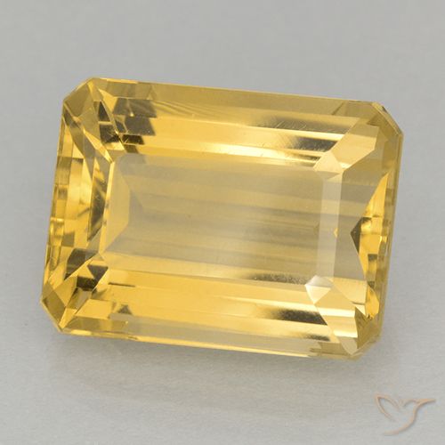 12.21ct Натуральный Средний золотой Цитрин, Изумрудная огранка, Чистота VVS
