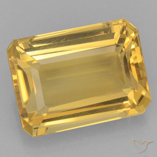 11.38ct Натуральный Золотой Цитрин, Изумрудная огранка, Чистота VVS