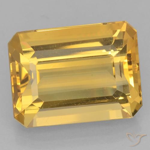 10.85ct Натуральный Среднее золото Цитрин, Изумрудная огранка, Чистота VVS