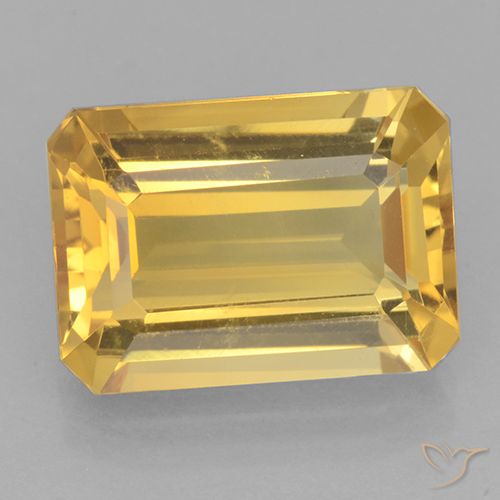 7.18ct Натуральный Среднее золото Цитрин, Изумрудная огранка, Чистота VVS
