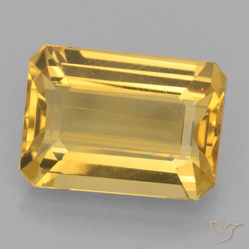 6.45ct Натуральный Золотой Цитрин, Изумрудная огранка, Чистота VVS