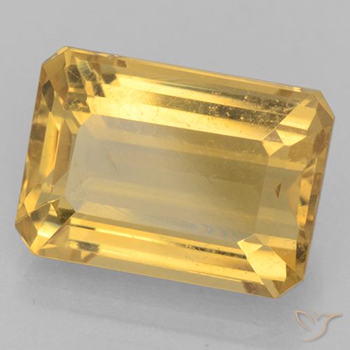 7.69ct Натуральный Золотой Цитрин, Изумрудная огранка, VVS-VS