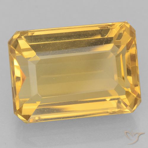 8.27ct Натуральный Среднее золото Цитрин, Изумрудная огранка, Чистота VVS