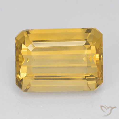7.78ct Натуральный Среднее золото Цитрин, Изумрудная огранка, Чистота VVS