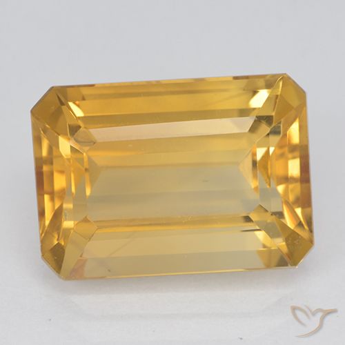7.30ct Натуральный Золотой Цитрин, Изумрудная огранка, VVS-VS
