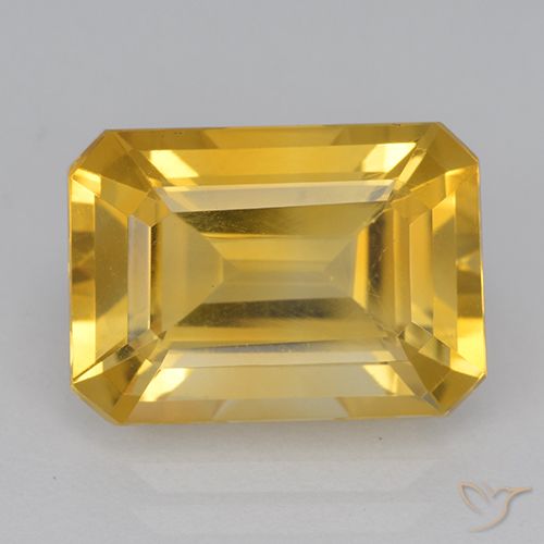 6.94ct Натуральный Золотисто-оранжевый Цитрин, Изумрудная огранка, VVS-VS