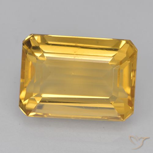 8.50ct Натуральный Средний золотой Цитрин, Изумрудная огранка, VVS-VS