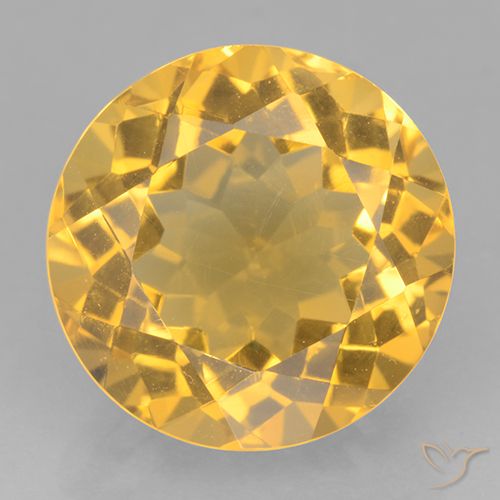 6.25ct Натуральный Средний золотой Цитрин, Круглый, Чистота VVS