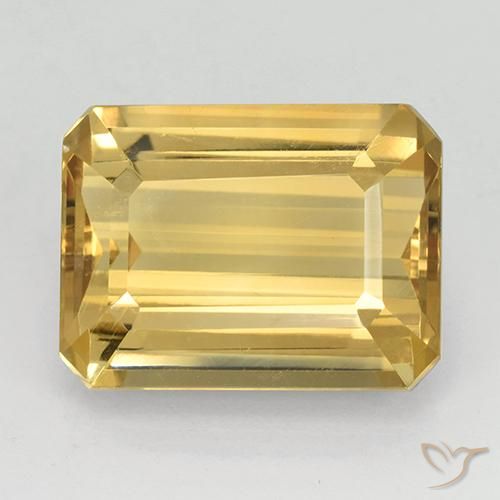 11.46ct Натуральный Золотой Цитрин, Изумрудная огранка, Чистота VVS