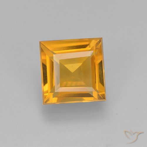 1.78ct Натуральный Глубокий оранжево-золотой Цитрин, Квадрат, VVS-VS