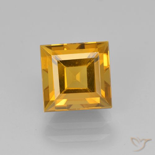 2.14ct Натуральный Темно-золотой Цитрин, Квадрат, Чистота VVS