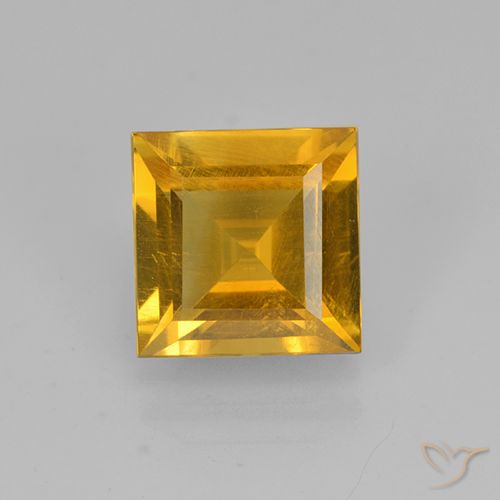 1.90ct Натуральный Темно-золотой Цитрин, Квадрат, VVS-VS