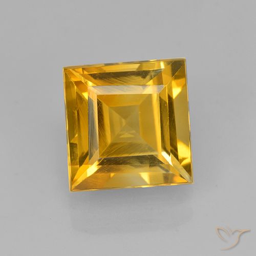1.97ct Натуральный Темно-золотой апельсин Цитрин, Квадрат, VVS-VS