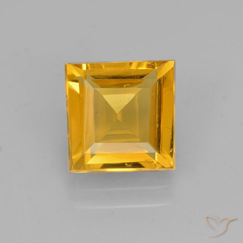 1.87ct Натуральный Темно-золотой Цитрин, Квадрат, Чистота VVS