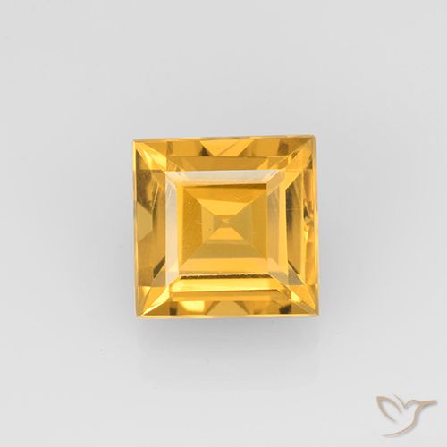 2.25ct Натуральный Оранжево-золотой Цитрин, Квадрат, VVS-VS