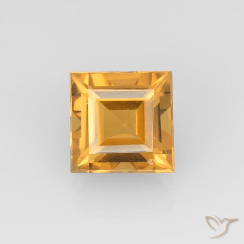 2.27ct Натуральный Средне-светлый оранжево-золотой Цитрин, Квадрат, Чистота VVS