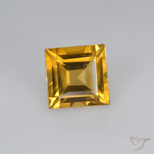 2.60ct Натуральный Темно-золотой апельсин Цитрин, Квадрат, Чистота VVS