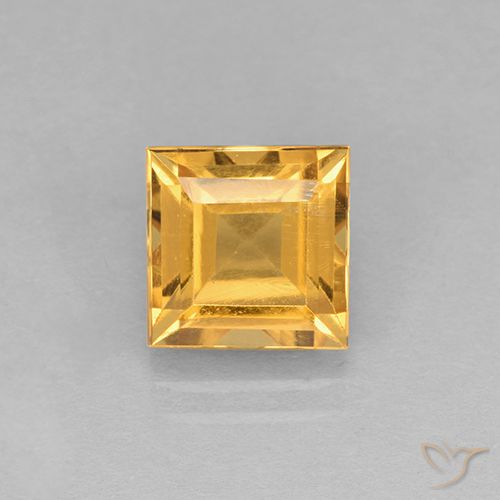 2.59ct Натуральный Средне-светлый оранжево-золотой Цитрин, Квадрат, VVS-VS