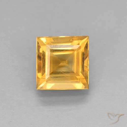 2.18ct Натуральный Оранжево-золотой Цитрин, Квадрат, VVS-VS