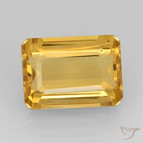 7.87ct Натуральный Среднее золото Цитрин, Изумрудная огранка, Чистота VVS