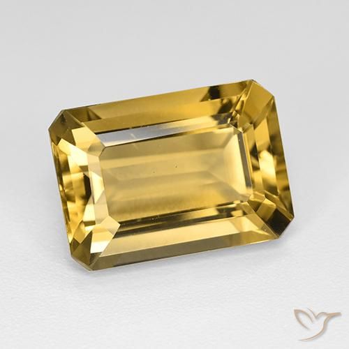 7.46ct Натуральный Золотой Цитрин, Изумрудная огранка, Чистота VVS