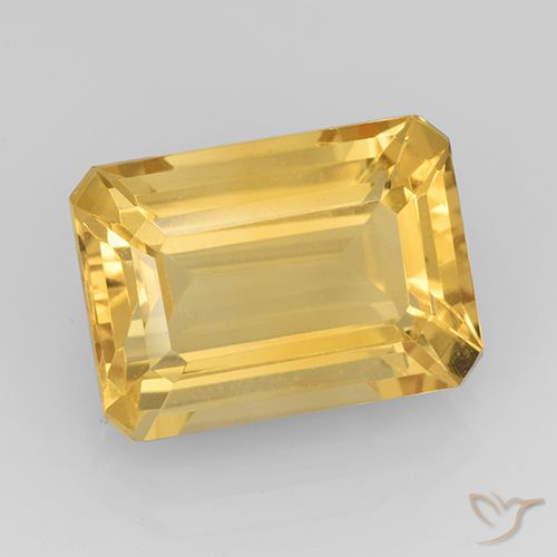 7.67ct Натуральный Золотой Цитрин, Изумрудная огранка, Чистота VVS