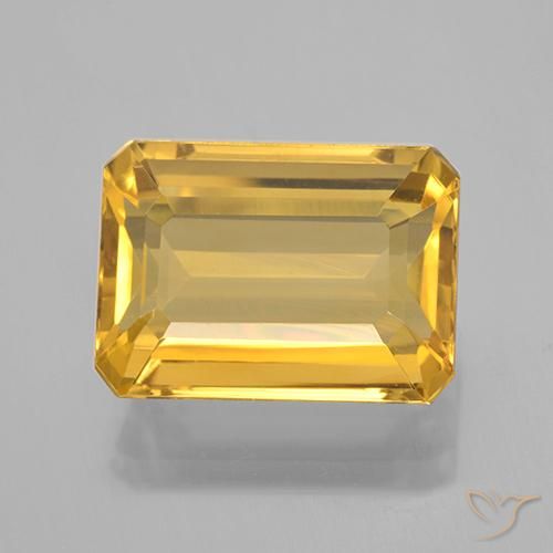 7.61ct Натуральный Средний золотой Цитрин, Изумрудная огранка, Чистота VVS