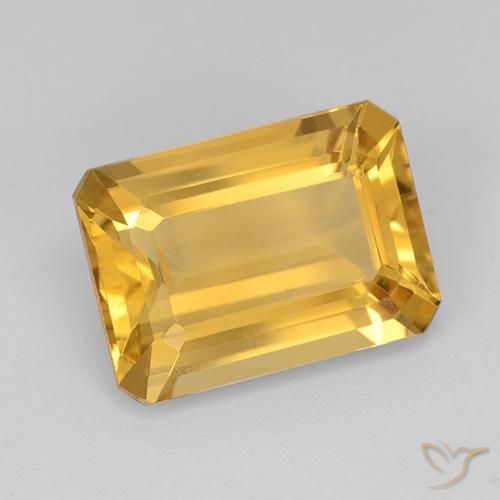 7.28ct Натуральный Средний золотой Цитрин, Изумрудная огранка, Чистота VVS