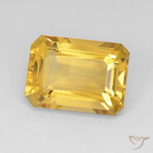7.73ct Натуральный Среднее золото Цитрин, Изумрудная огранка, Чистота VVS