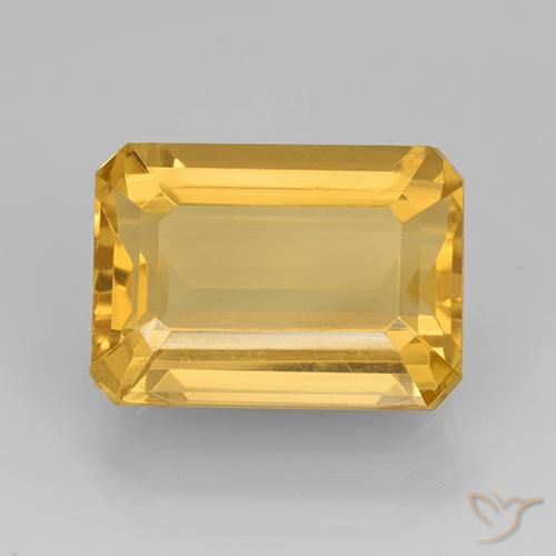7.83ct Натуральный Среднее золото Цитрин, Изумрудная огранка, Чистота VVS