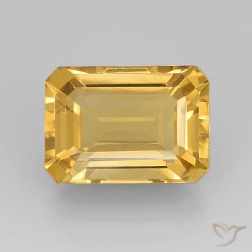 7.37ct Натуральный Яркое золото Цитрин, Изумрудная огранка, Чистота VVS