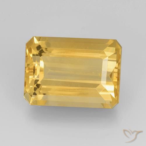7.89ct Натуральный Золотой Цитрин, Изумрудная огранка, Чистота VVS