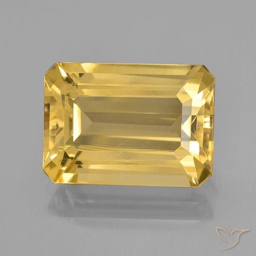 7.14ct Натуральный Средний золотой Цитрин, Изумрудная огранка, Чистота VVS