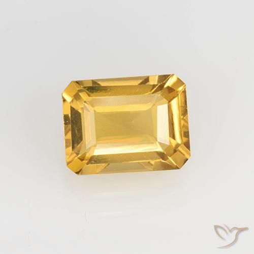 1.63ct Натуральный Среднее золото Цитрин, Изумрудная огранка, VVS-VS