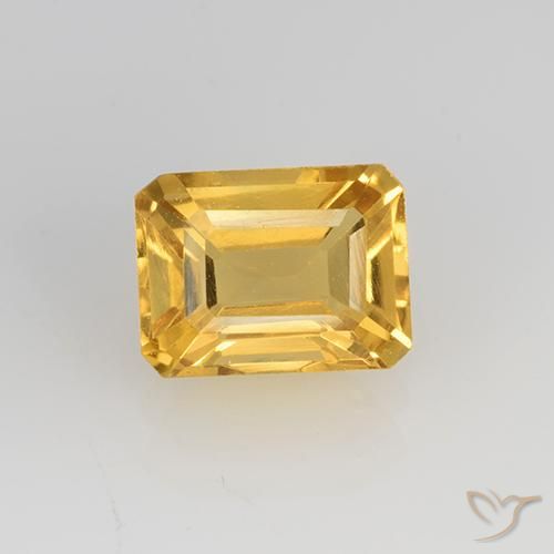 1.61ct Натуральный Золотисто-оранжевый Цитрин, Изумрудная огранка, VVS-VS