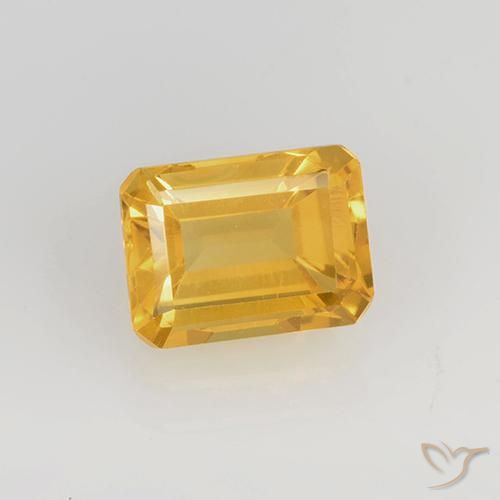 1.66ct Натуральный Темно-золотой Цитрин, Изумрудная огранка, Чистота VS