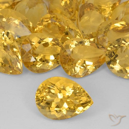 7.55ct Натуральный Средний золотой Цитрин, Форма груши, VVS-VS