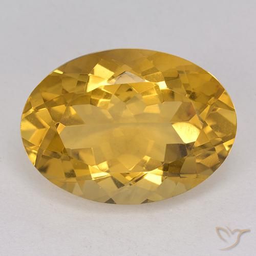 11.68ct Натуральный Золотой Цитрин, Овал, Чистота VVS