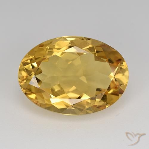 11.54ct Натуральный Средний золотой Цитрин, Овал, Чистота VVS