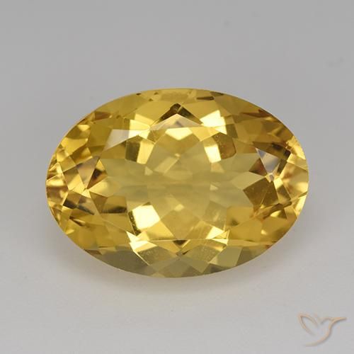 12.34ct Натуральный Средний золотой Цитрин, Овал, Чистота VVS